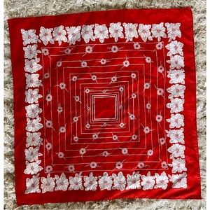 Vintage 1970s scarlet red floral scarf